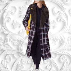 Victor Alfaro Collective Oversized Tweed Faux Fur Collar Coat XXL